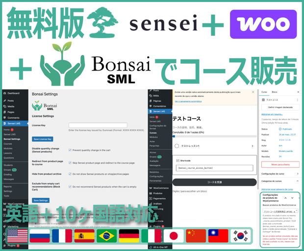 Bonsai SML – 無料版Sensei LMS＋WooCommerceでコース販売できます