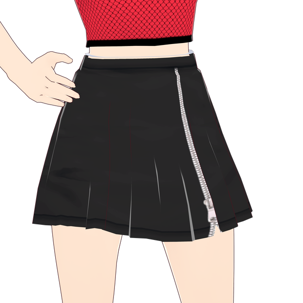Pleated skirt with zipper