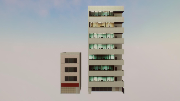 【無料Free】日本のビルセット01ユニティ用3Dモデル