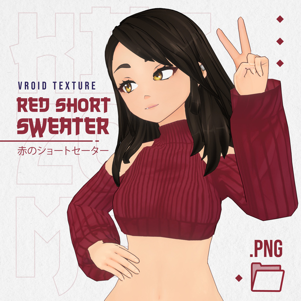 Vroid Cloth - Red Short Sweater 💖