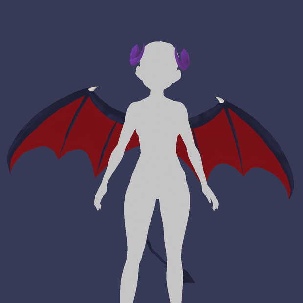 Vroid Preset Demon Wings,Tail and Horns  - Magatoro😈