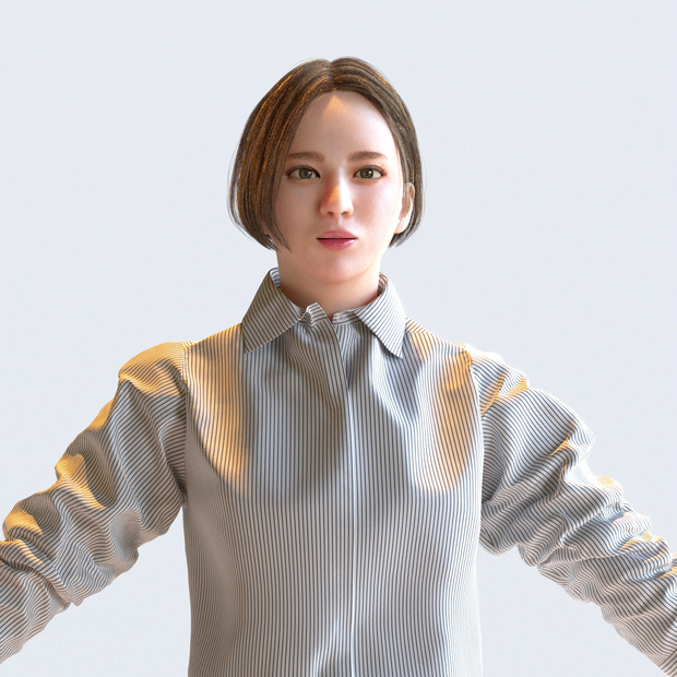 ビジネス女性 Aポーズ 5 - B1-F5F A【3D人物モデル/人間3Dモデル】