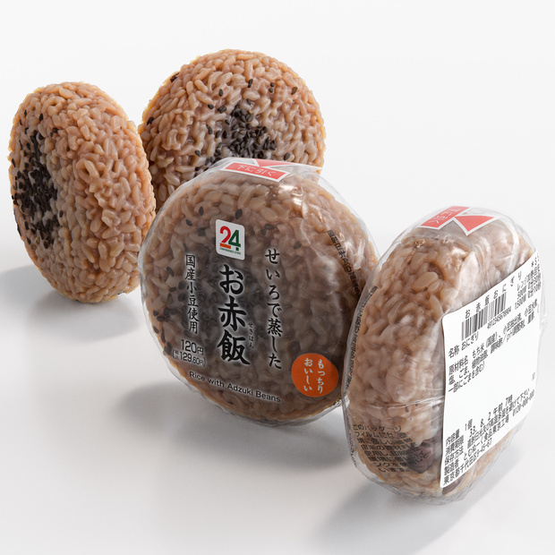 コンビニおにぎり - 赤飯(パッケージ付き)【3Dモデル】
