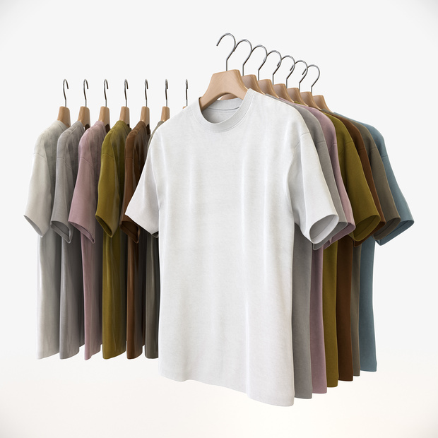 スマートカジュアルスタイル男性用衣服｜Tシャツ＆ハンガー【3Dモデル】