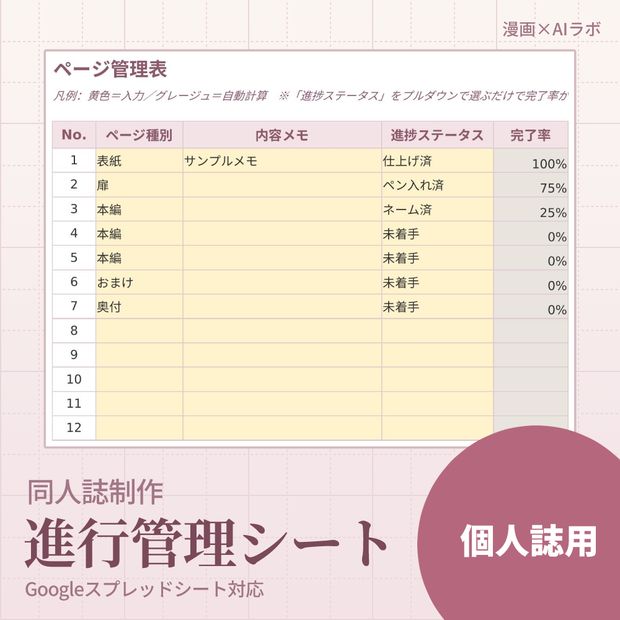 同人誌制作 進行管理シート【個人誌版】｜女性向け同人誌の逆算スケジュール＆当日準備