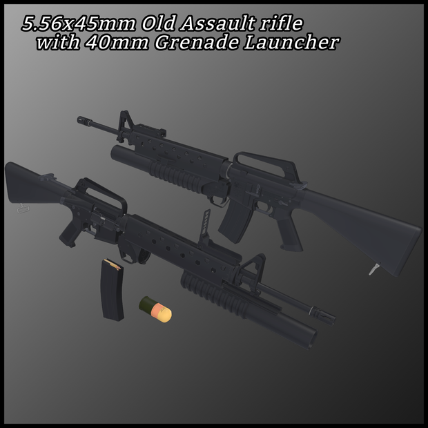 5.56x45mm Old Assault rifle with 40mm Grenade Launcher