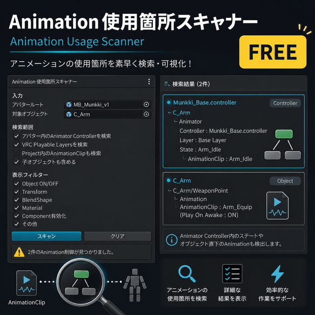 【無料】Animation使用箇所スキャナー