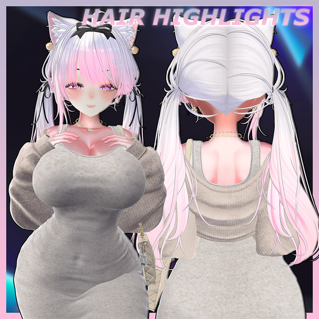 猫ツインテールヘア Highlights Texture 【VRC Hair Texture - Li-ne_Shop】