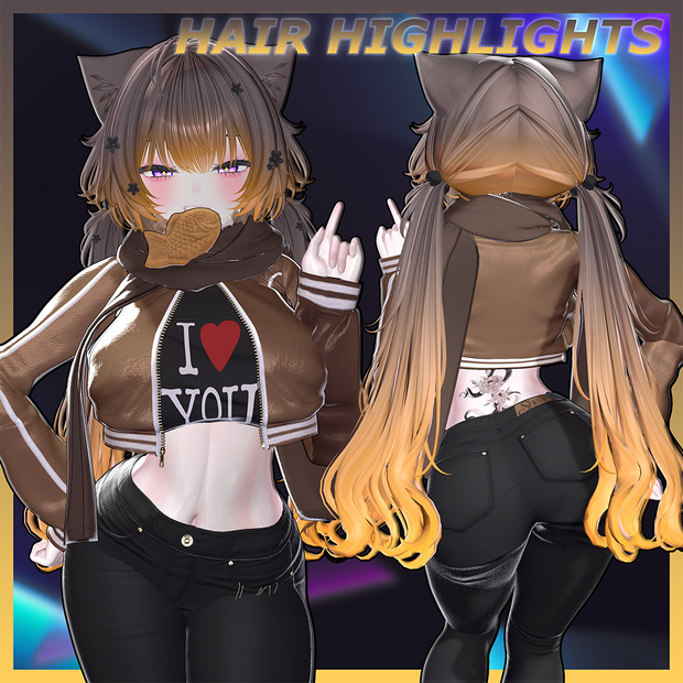Picnic low Twin Tail Highlights Texture 【VRC Hair Texture - GLAY Unknown】