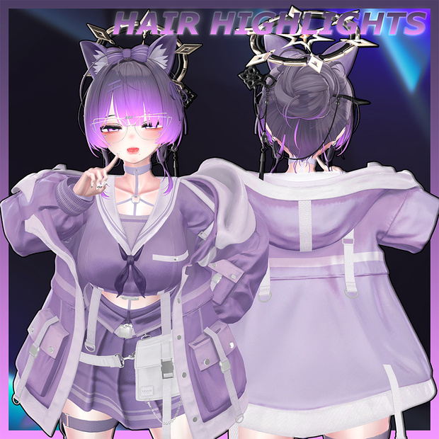 Messy Bun Highlights Texture 【VRC Hair Texture - 隣の店】