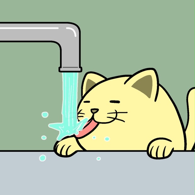 蛇口から水飲み飲みネコGIFアニメ - 電卓商店BOOTH店 - BOOTH