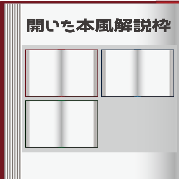 （動画用素材）開いた本風解説枠（3色）【ニコニ・コモンズ一時避難素材】