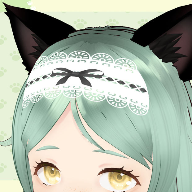 【Vroid】レイズ髪飾り(色変更可能) Lace Hairband Color Changeable
