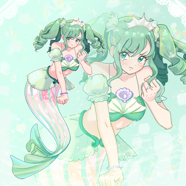 【Adopt】人魚姫［緑髪・女の子・ツインテ・縦ロール］