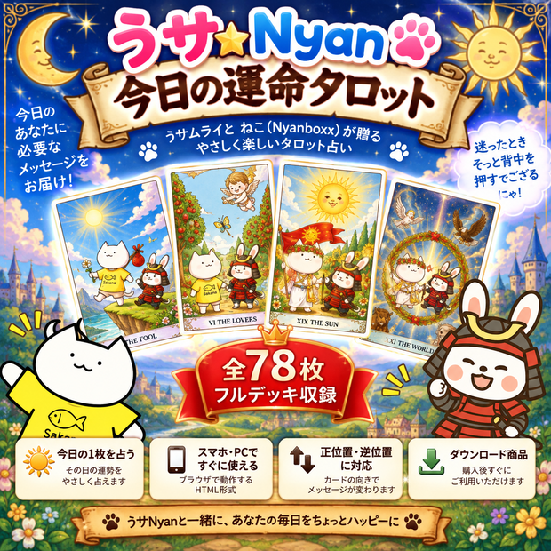 うサNyan今日の運命タロット｜78枚フルデッキ・今日の1枚占い