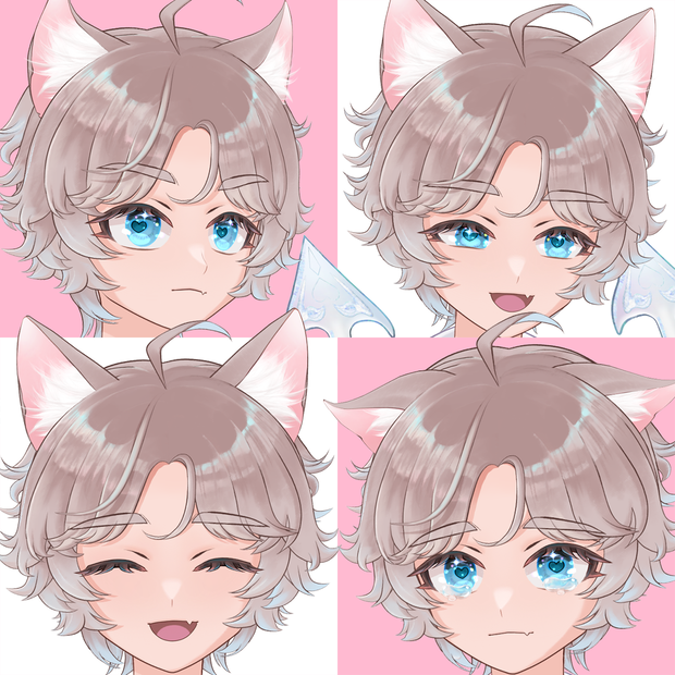 限定1点　LIVE2Dモデル　猫耳+小悪魔の少年　vtubestudio対応　【vtuber】