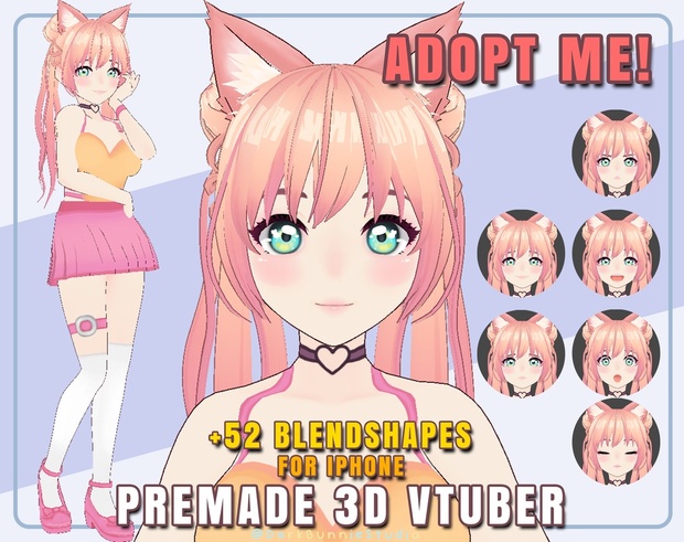 Premade 3D VTUBER Model Adoptable +52 BLENDSHAPES For Iphone Or Ipad ...