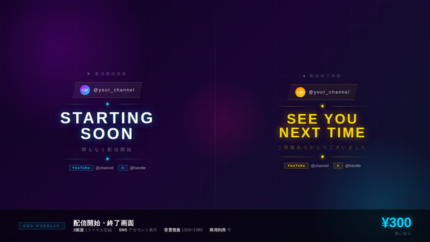 【OBSオーバーレイ】配信開始・終了画面 ／ Start & End Screen Overlay