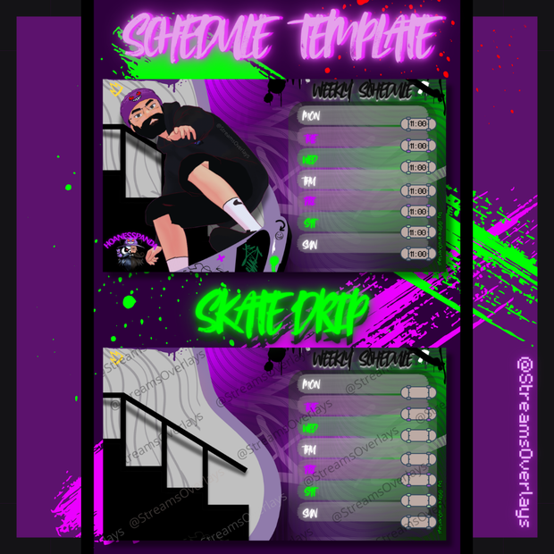 Skate Drip Weekly Stream Vtubing Schedule Template