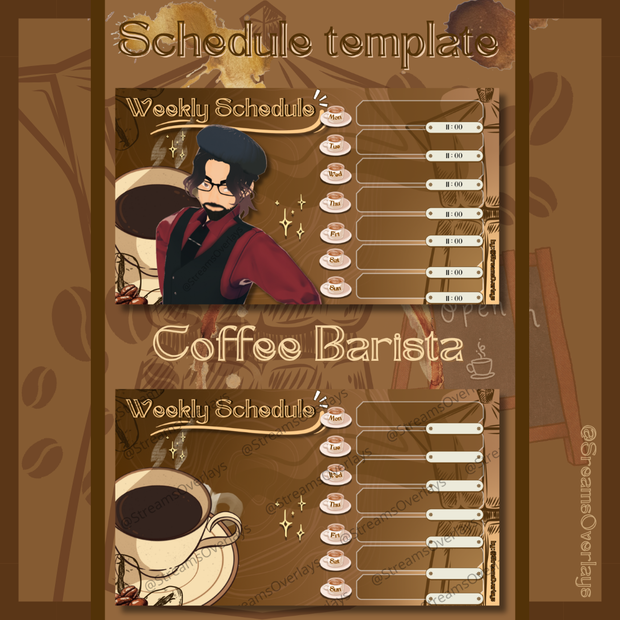 Coffee Barista Weekly Stream Vtubing Schedule Template 1
