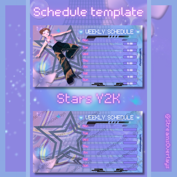 Stars Y2K Weekly Streamer Schedule template
