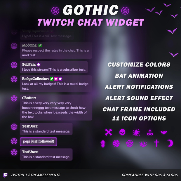 Gothic Chat Widget - Twitch StreamElements 