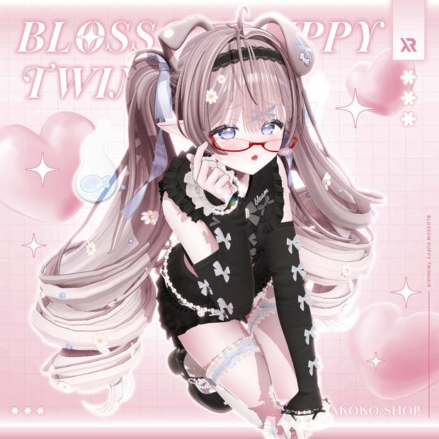 【3Dモデル】Blossom Puppy TwinHair (17 Avatar)