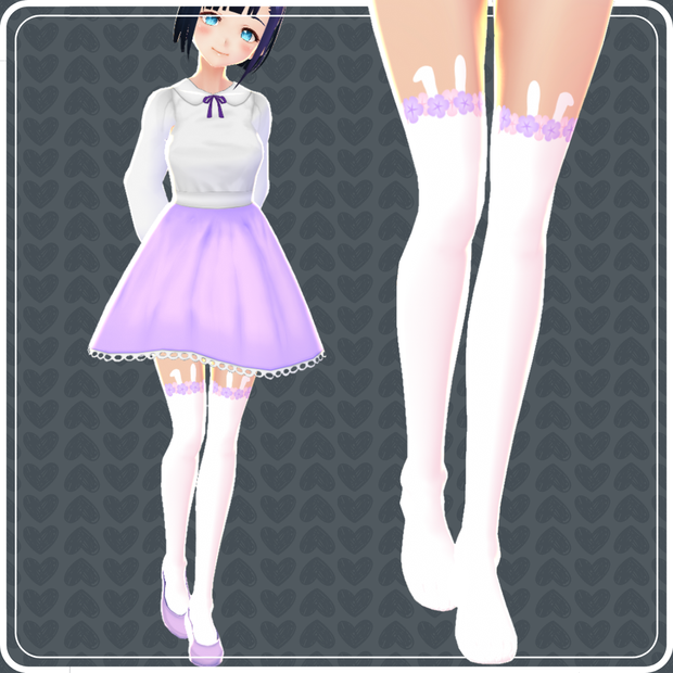 【VRoid】 Bunny And Flower Socks Set