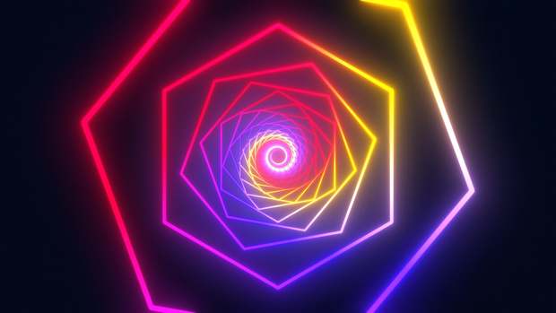 Neon Hexagon light Tunnel