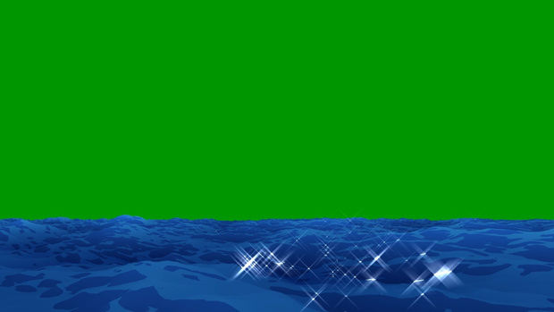 Anime Ocean Waves Loop Green Screen 6