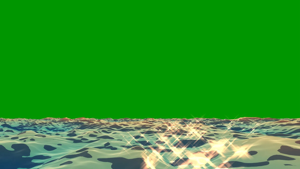 Anime Ocean Waves Loop Green Screen 11