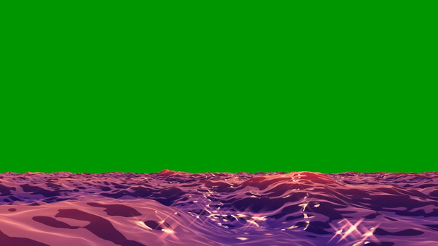 Anime Ocean Waves Loop Green Screen 12