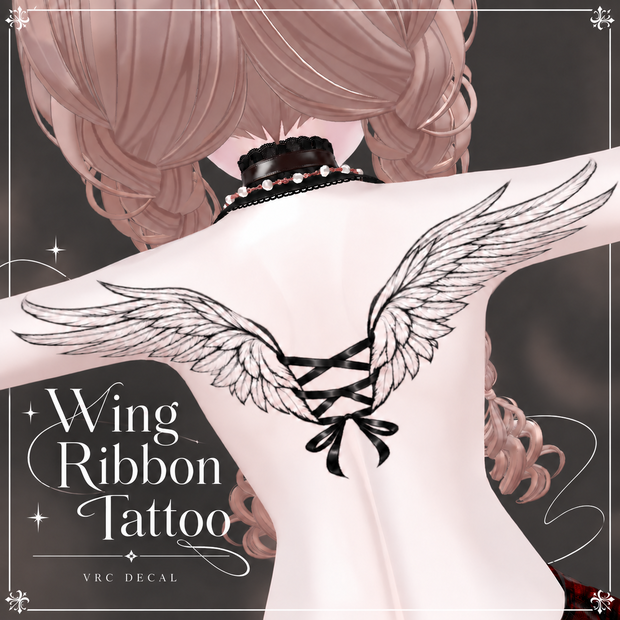【VRC向け/デカール】Wing Ribbon Tattoo 🪽🎀