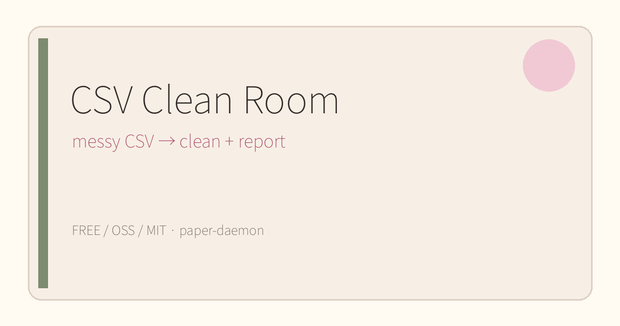 【無料OSS】CSV Clean Room｜ぐちゃっとしたCSVを整えて診断