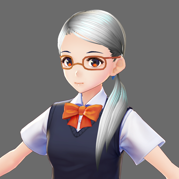 【VRoid】ヘアプリセット サイドひとつ結び(メガネと髪飾り付き)