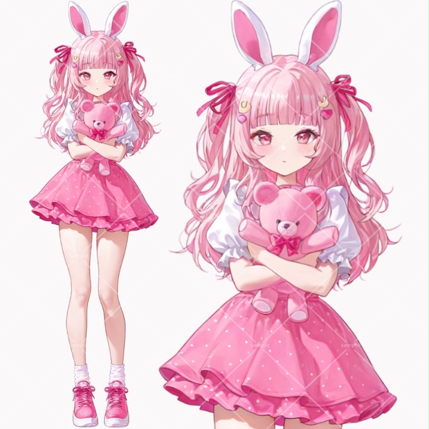 新品 特大サイズ キラキラ お姫様 うさぎ ピンク ドレス