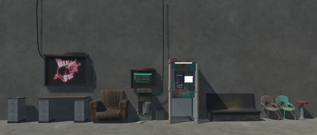 Low Poly Cyberpunk Furniture (3D Props)