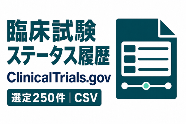 ClinicalTrials.gov 臨床試験ステータス・マイルストーン履歴｜選定250件・CSV