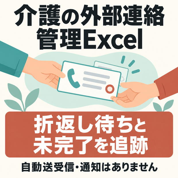 介護の外部連絡管理Excel｜折返し待ち・次対応・未完了を案件別に追跡