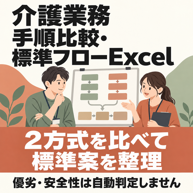 介護業務の手順比較・標準フロー作成Excel｜差異・現場テスト・承認を整理
