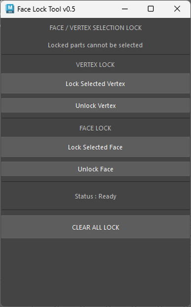 Autodesk Maya用ツール　FaceLockTool