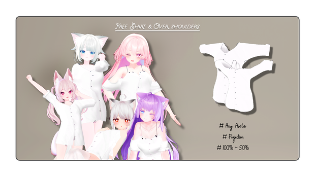  【無料】Custom size Shirt。透けるオーバーショルドシャツ』