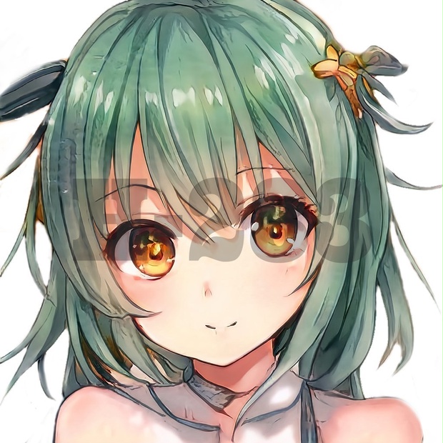 【商用利用可能】AIアニメガール『緑』（下書き以外は透過済み5セット）