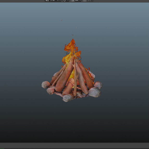 キャンプファイヤー　blender　アニメーションあり
