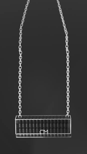 Black leather silver chain bag