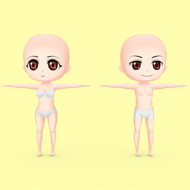 Chibi 手描き・リグ設定済みちびキャラ