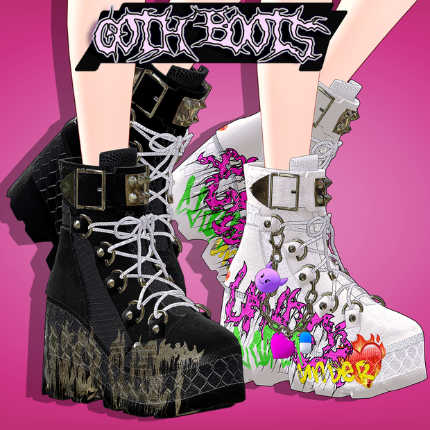♡GOTH BOOTS♡[VRC想定　VRChatアバター想定　靴・ブーツ]