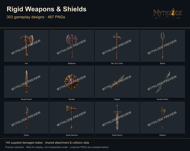 MYTHLODE Rigid Weapons and Shields