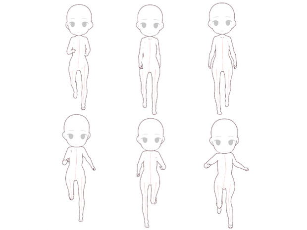 【トレス素材】3.5頭身ミニキャラクター歩く走るポーズ集
