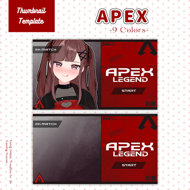 【APEX配信】サムネイル素材|Vtuber配信画面|9色入|PNG|